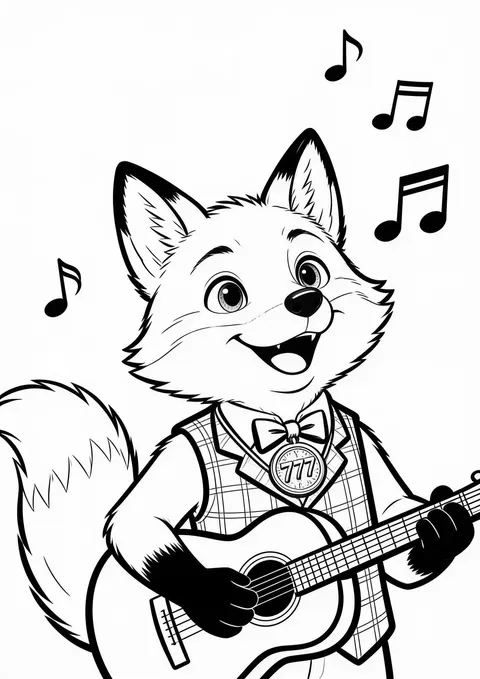 Ausmalbild: Pico macht Musik